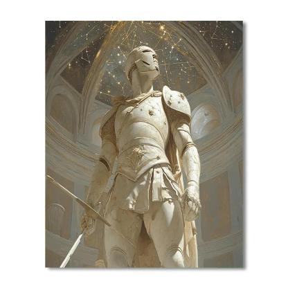Michelangelo Inspired Marble Warrior Under Star Vault Paint by numbers art