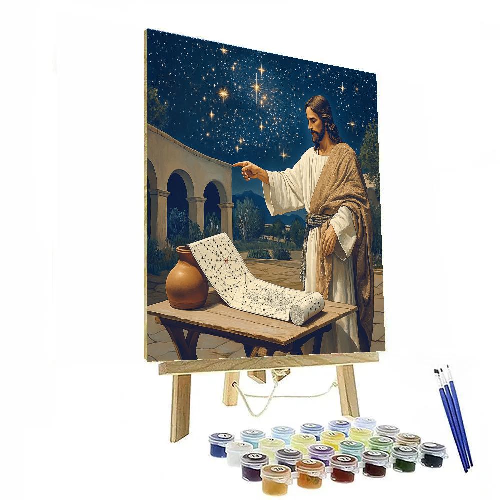 Jesus With Star Map Scrolls Number painting