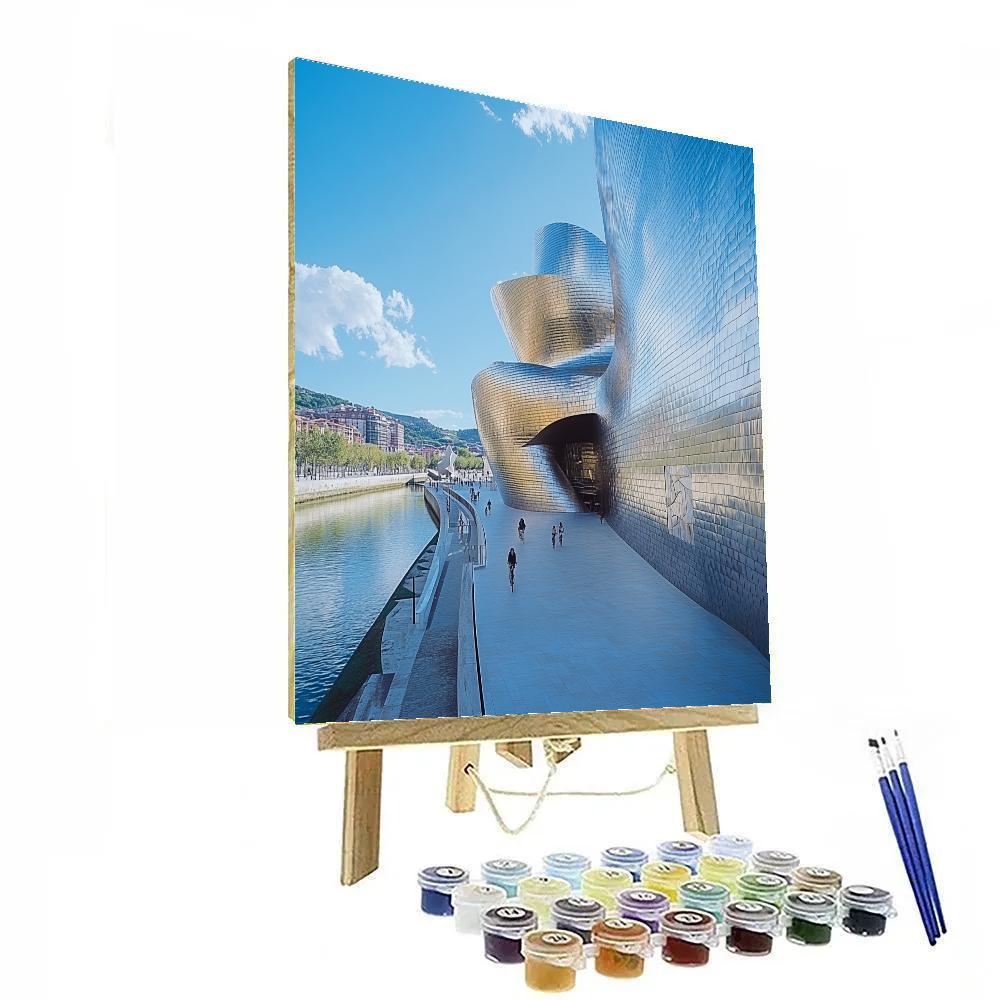 Mirrored Angles At The Guggenheim Museum Bilbao Spain paint by numbers