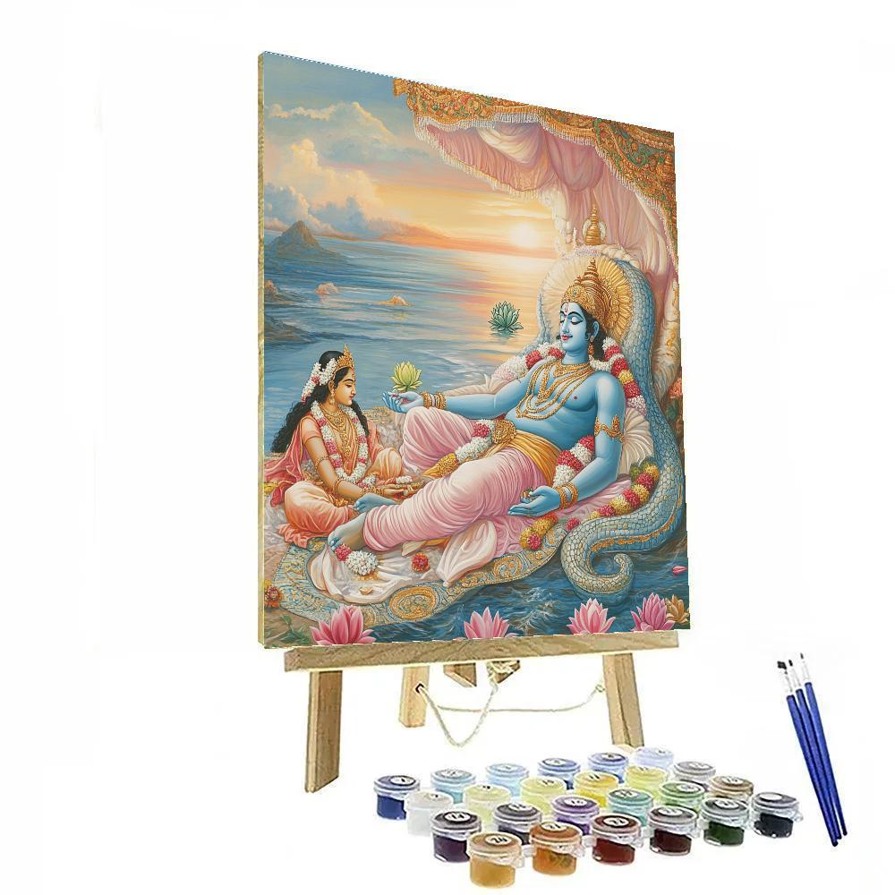 Sheshanaga Cradles Vishnu Above The Dreaming Sea paint by numbers