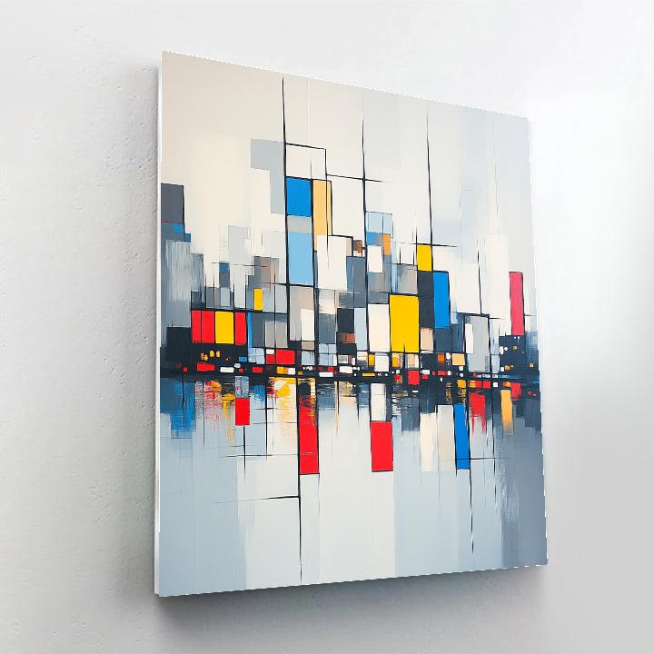 Piet Mondrian Inspired Futuristic City Grid At Dusk Numbered painting kits