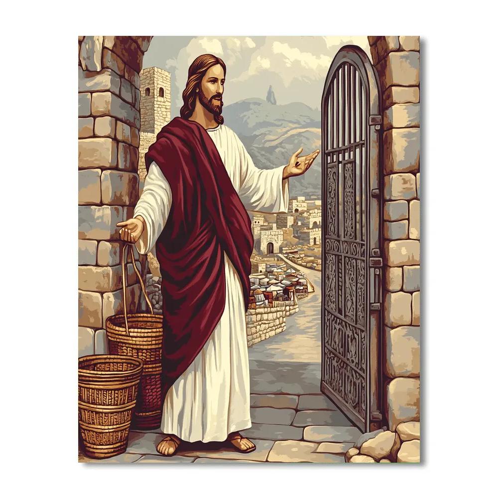 Jesus At The City Gate Of Mercy Painting by numbers kit