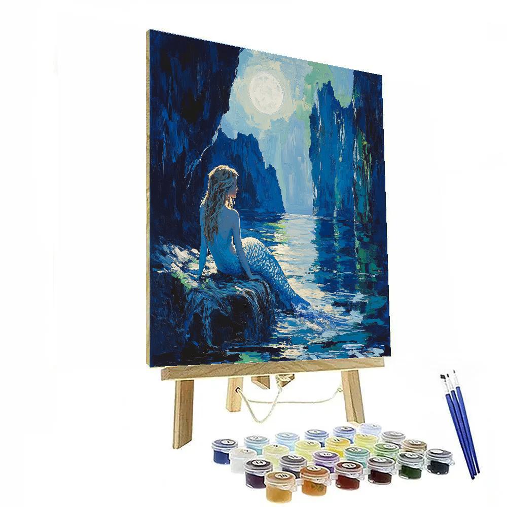 John William Waterhouse Inspired Mermaid At Moonlit Cove DIY paint by numbers