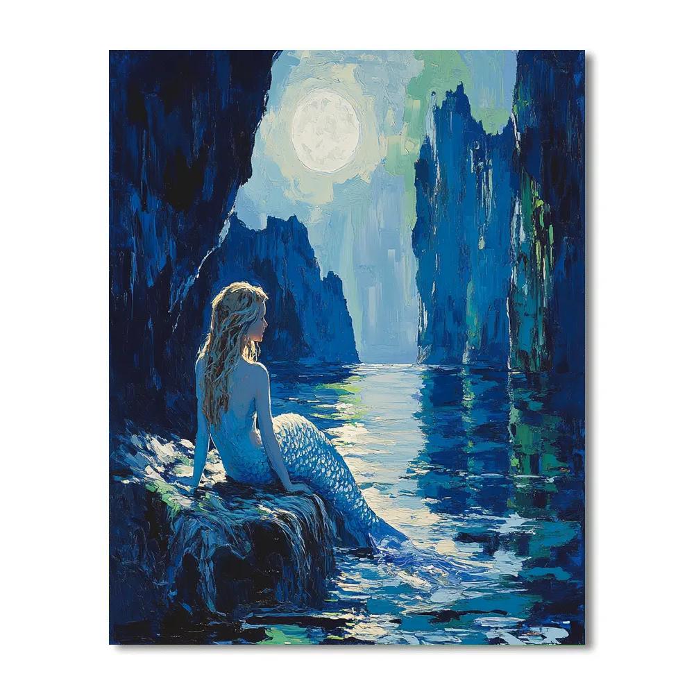 John William Waterhouse Inspired Mermaid At Moonlit Cove DIY paint by numbers