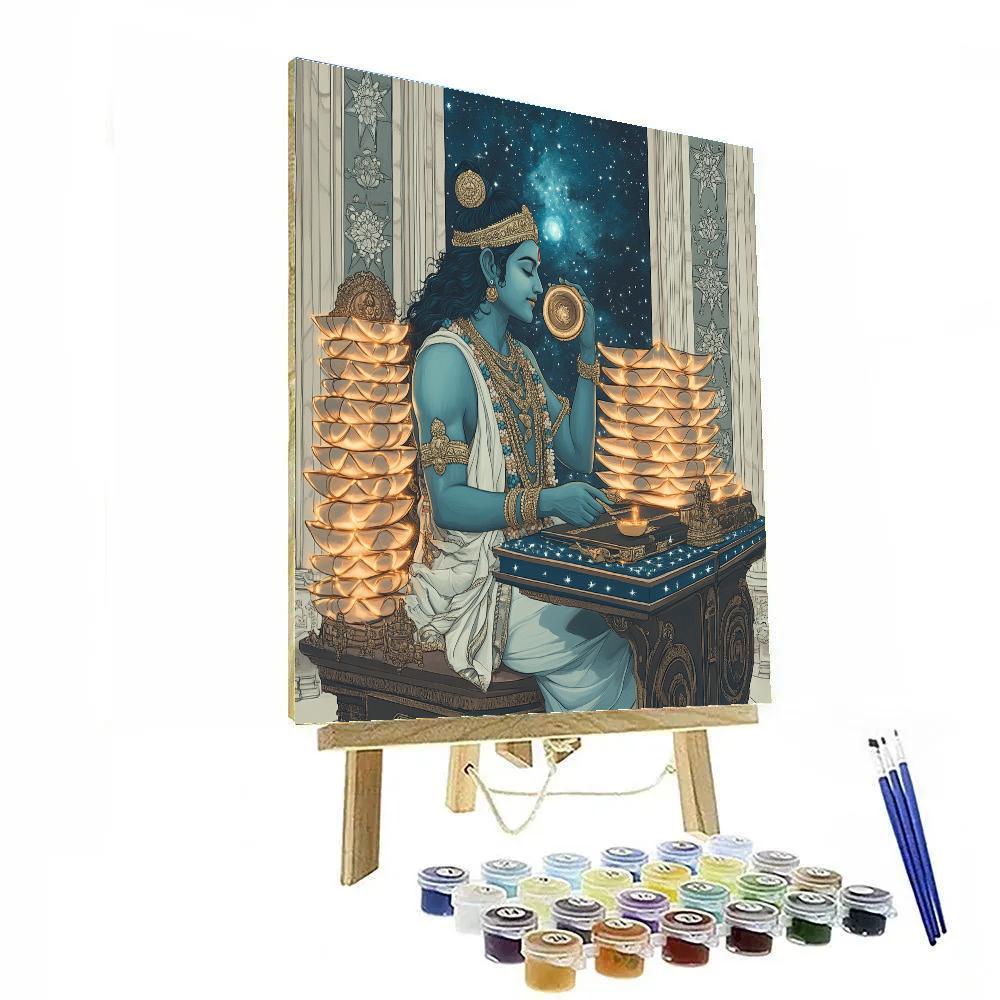 Vishnu As The Cosmic Librarian Of Dharma Scrolls DIY paint by numbers