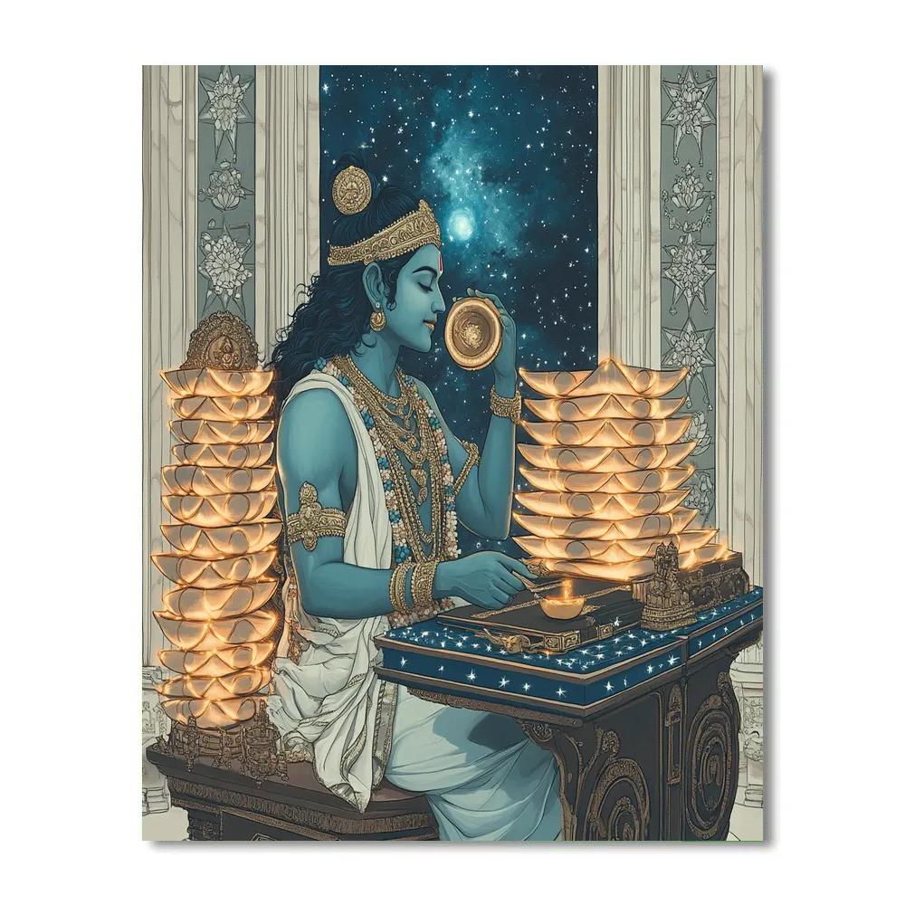 Vishnu As The Cosmic Librarian Of Dharma Scrolls DIY paint by numbers