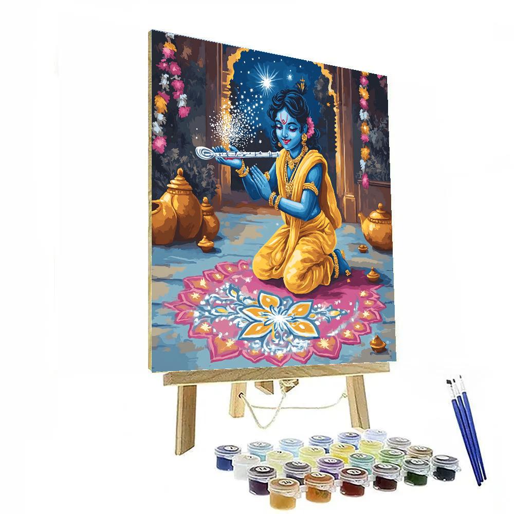 Krishna Painting Rangoli With Star Dust Paint by numbers art