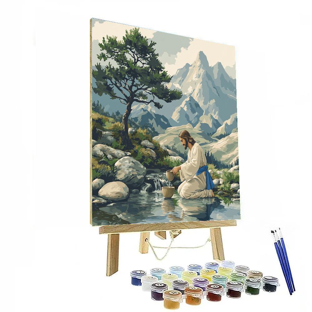 Jesus And The Mountain Spring Cup paint by number