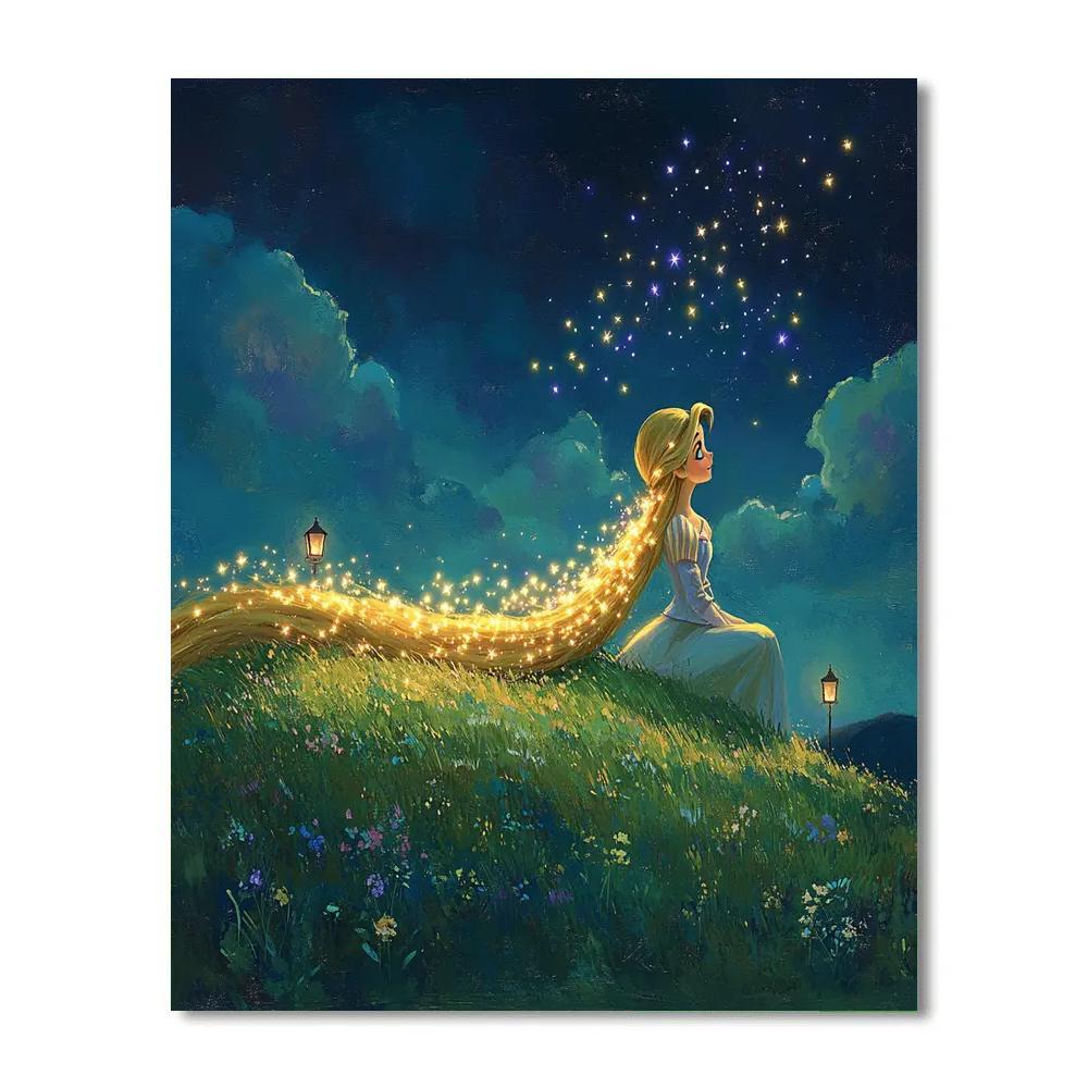 Rapunzel Floating Star Hair Glow Paint by numbers kits