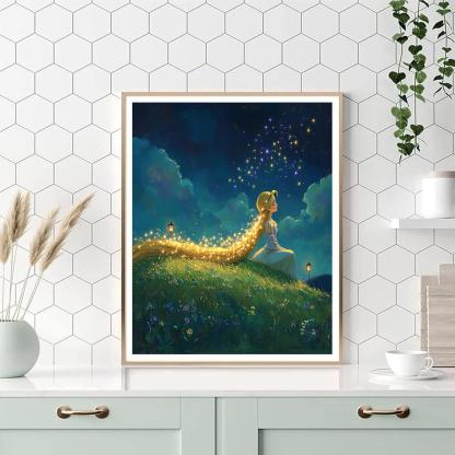 Rapunzel Floating Star Hair Glow Paint by numbers kits