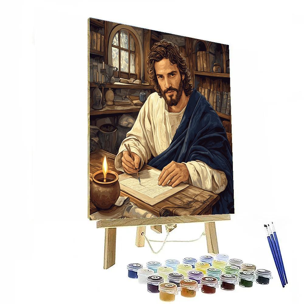 Candlelit Study With Jesus And Parables paint by numbers