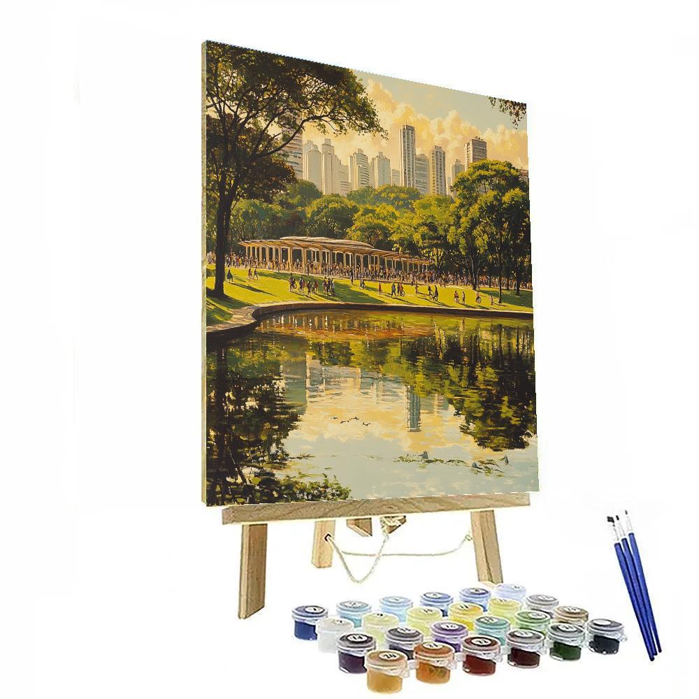Lakefront Skyline At Parque Ibirapuera Sao Paulo Brazil paint by numbers
