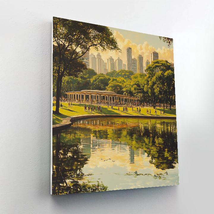 Lakefront Skyline At Parque Ibirapuera Sao Paulo Brazil paint by numbers