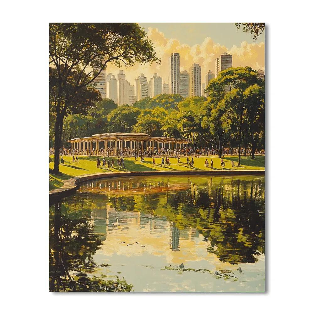 Lakefront Skyline At Parque Ibirapuera Sao Paulo Brazil paint by numbers