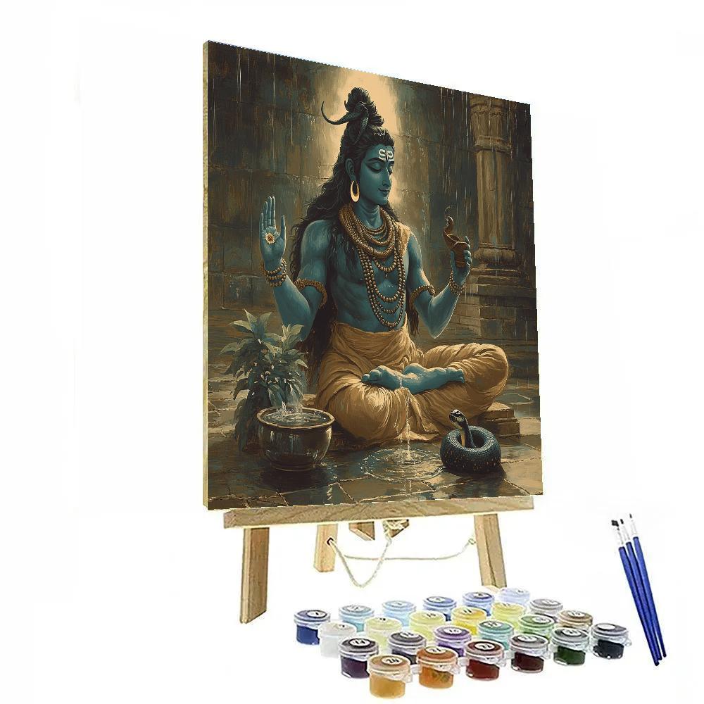 Monsoon Courtyard Ritual With Shiva Paint by numbers art