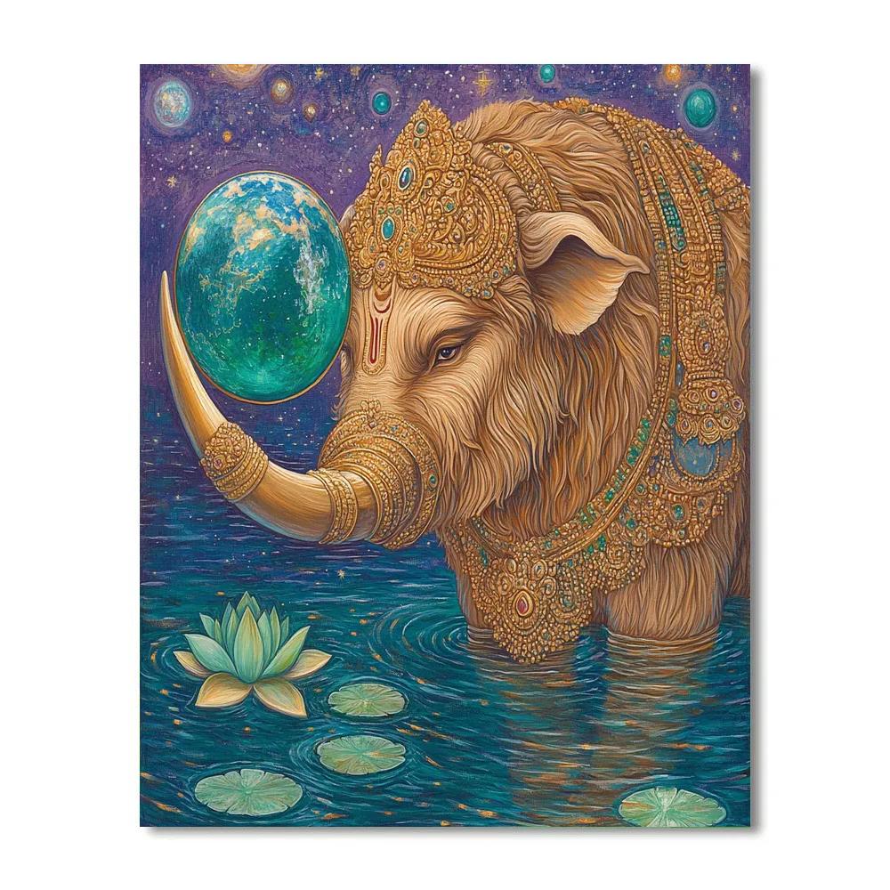 Varaha Lifts The Earth As A Jewel Sphere Numbered painting kits