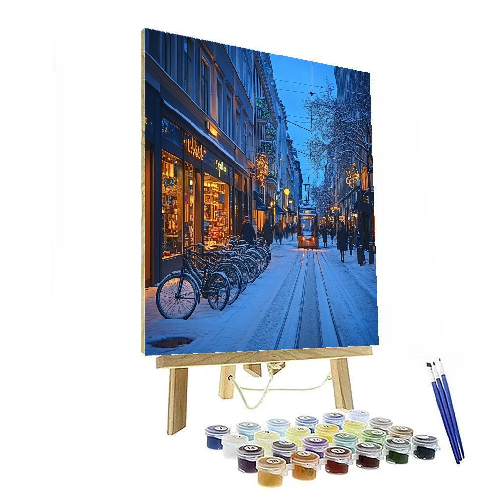 Winter Blue Hour At The Helsinki Design District Streets Helsinki Finland Painting by numbers kit