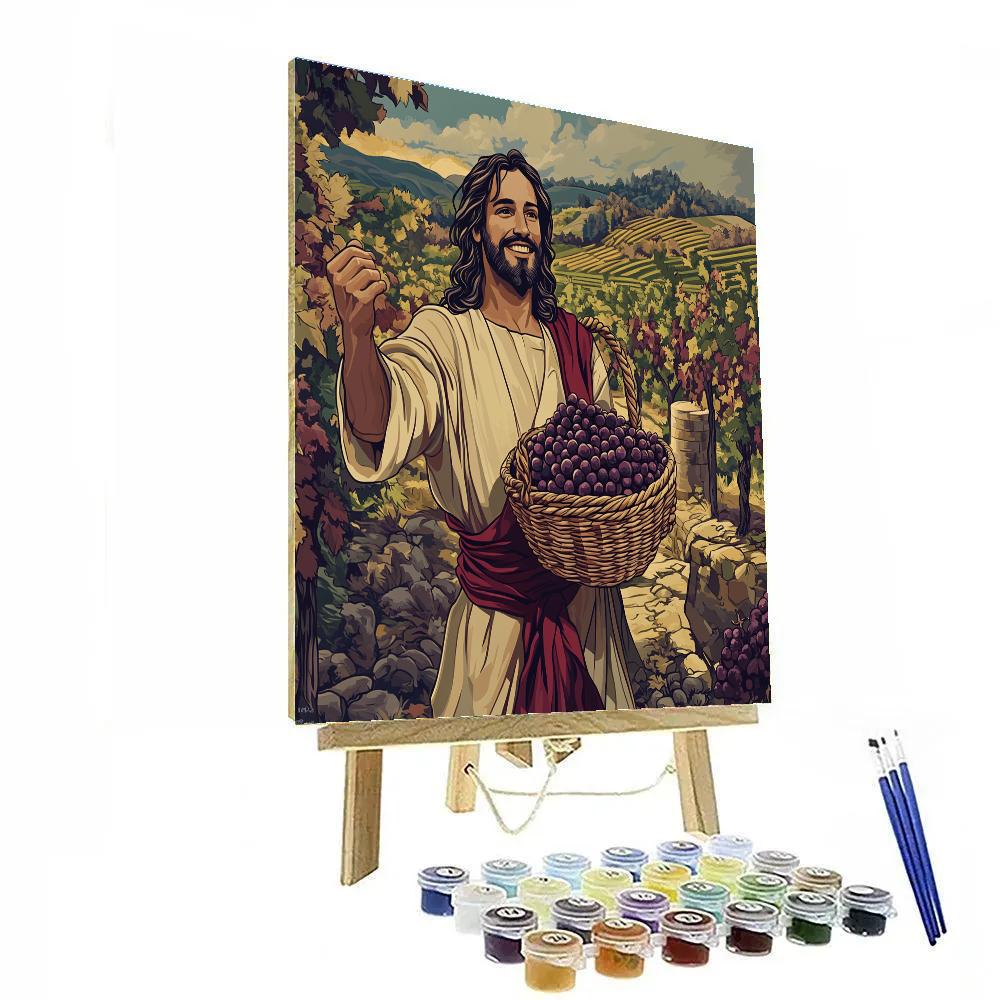 Jesus With The Vineyard Harvest Basket Paint by numbers kits
