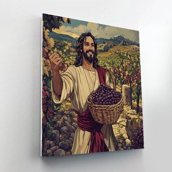 Jesus With The Vineyard Harvest Basket Paint by numbers kits