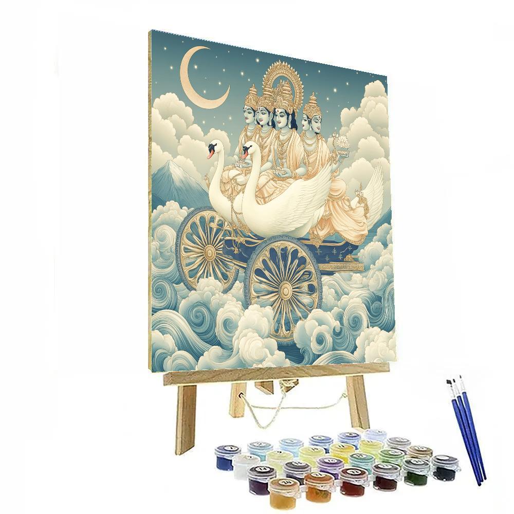 Brahma Swan Chariot Over Cloud Sea paint by color