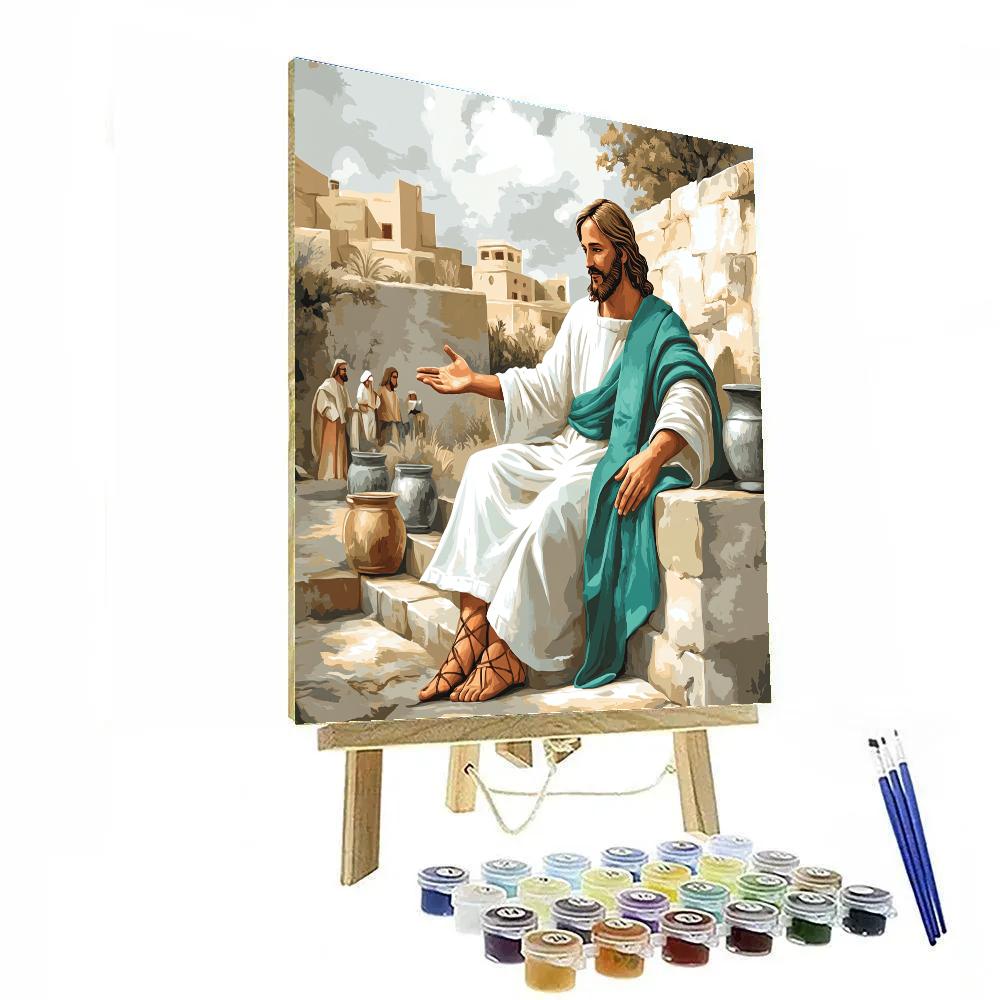 Jesus Teaching Beside The Wellspring Steps Numbered painting kits
