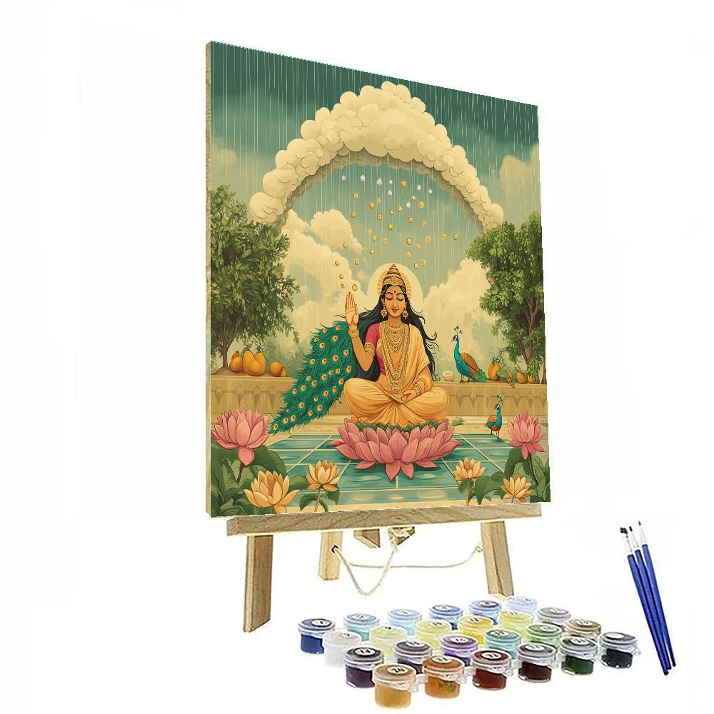 Lakshmi-Crowned Raincloud Garden DIY paint by numbers