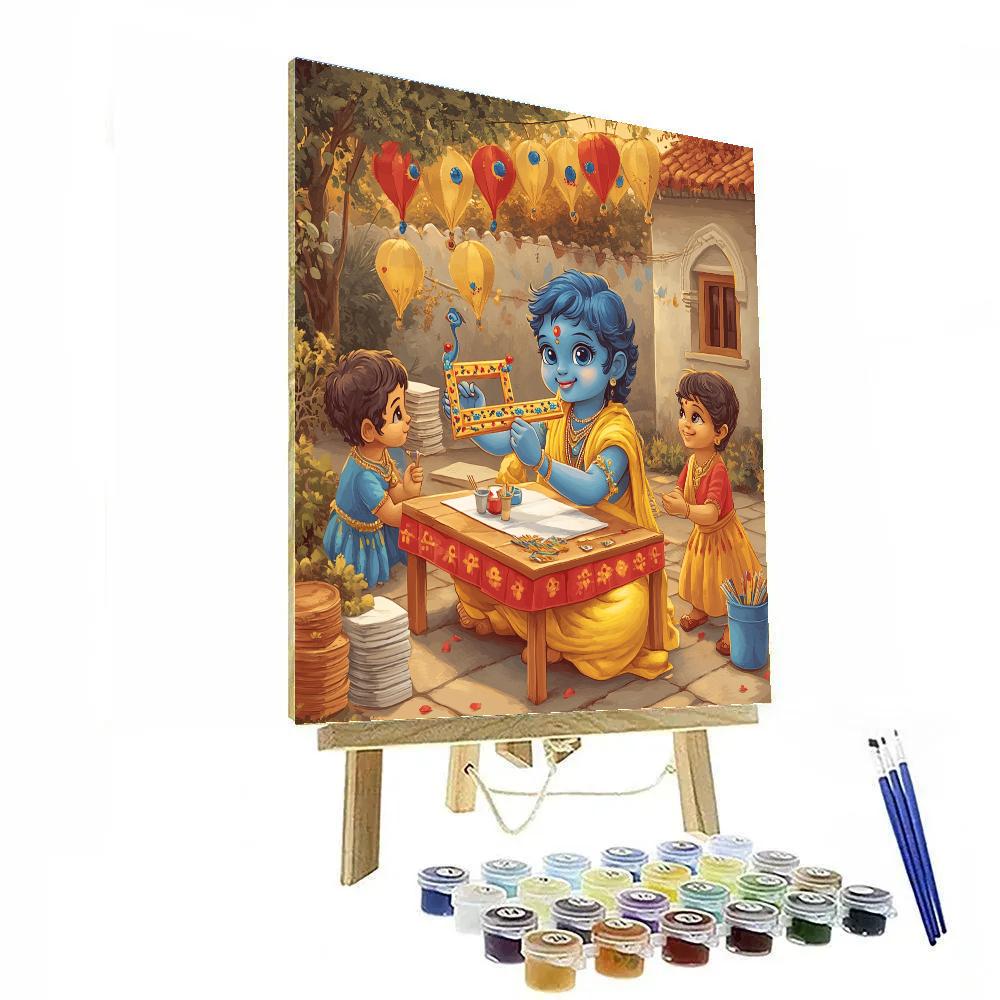 Krishna Hosting A Sky Lantern Workshop paint by color