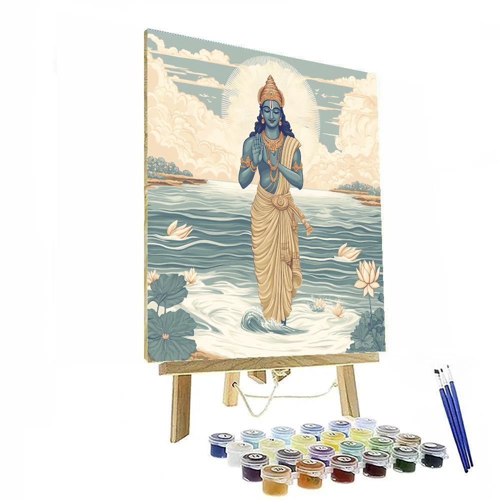 Vishnu Protects The Ocean Of Milk With A Circular Disc Horizon Paint by numbers kits