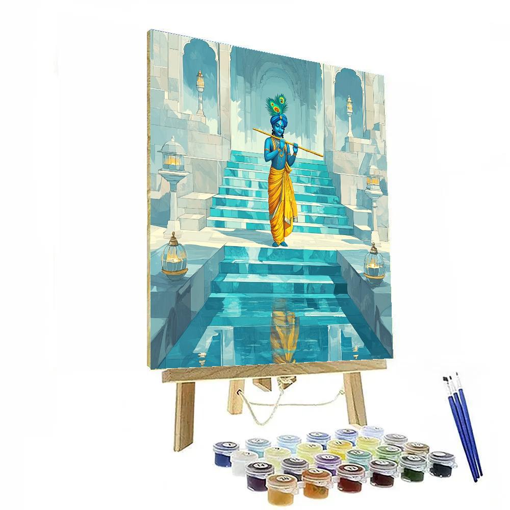 Krishna On The Crystal Stepwell Stage paint by numbers