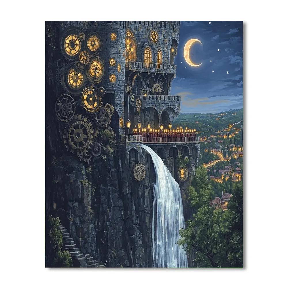 Clockwork Promenade With Castle Keep DIY paint by numbers
