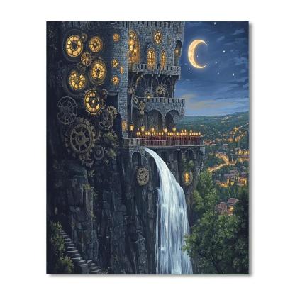 Clockwork Promenade With Castle Keep DIY paint by numbers