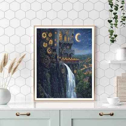 Clockwork Promenade With Castle Keep DIY paint by numbers