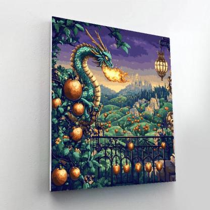 Clockwork Orchard With Dragon Sentinel paint by number