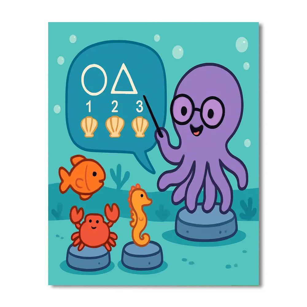 Coral Classroom With Professor Octopus DIY paint by numbers