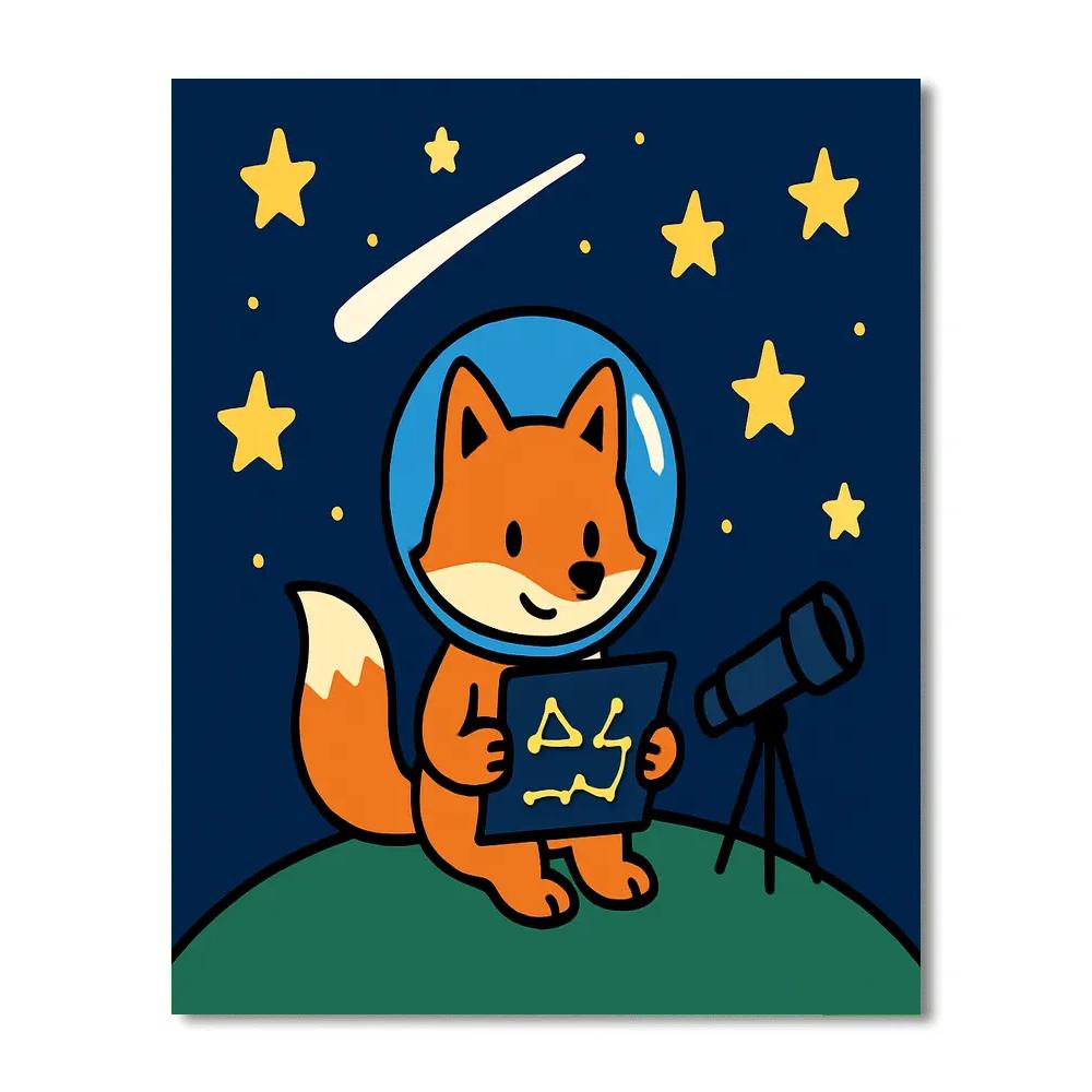 Stargazing Fox And The Comet Map paint by color