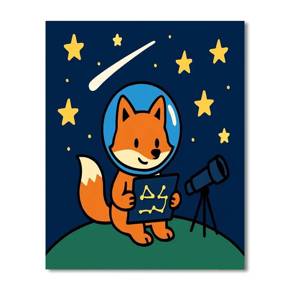 Stargazing Fox And The Comet Map paint by color