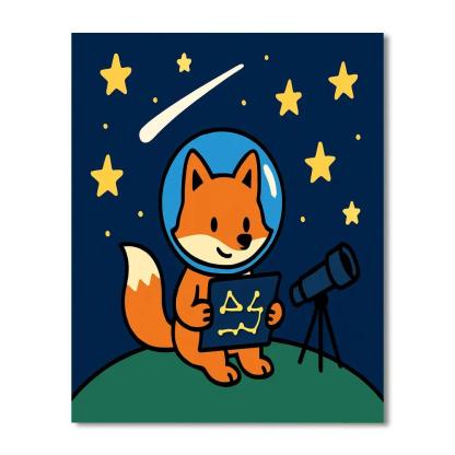 Stargazing Fox And The Comet Map paint by color