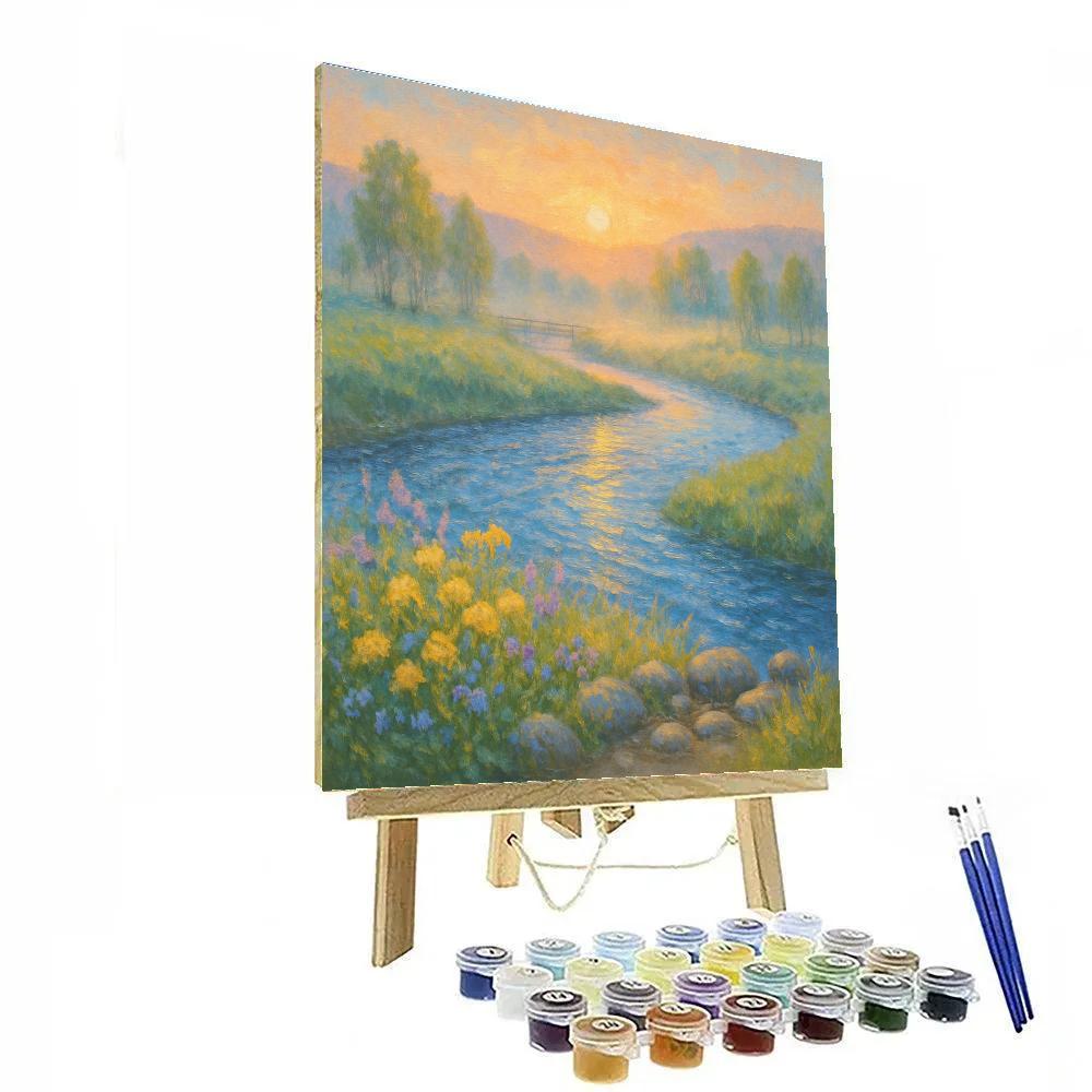 Sunrise Mist Over The Sapphire River Bend paint by numbers