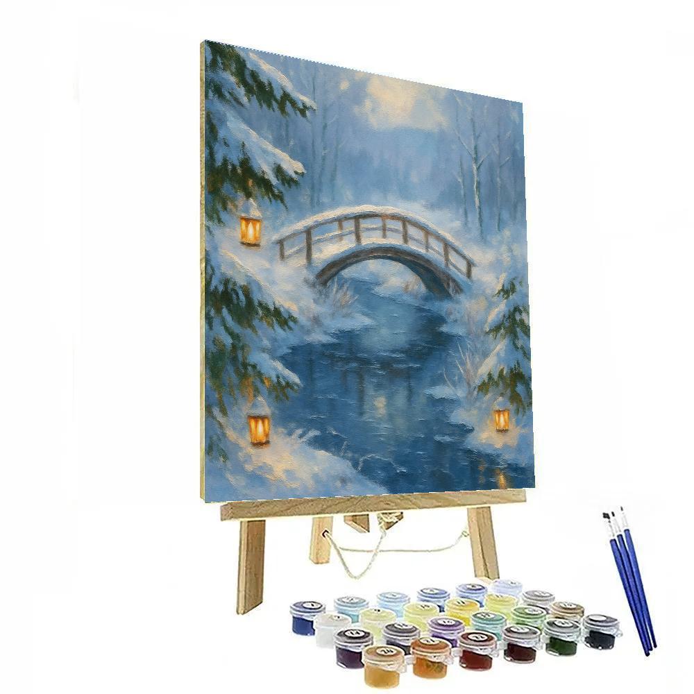 Lantern Bridge Over The Quiet Ice Run paint by number