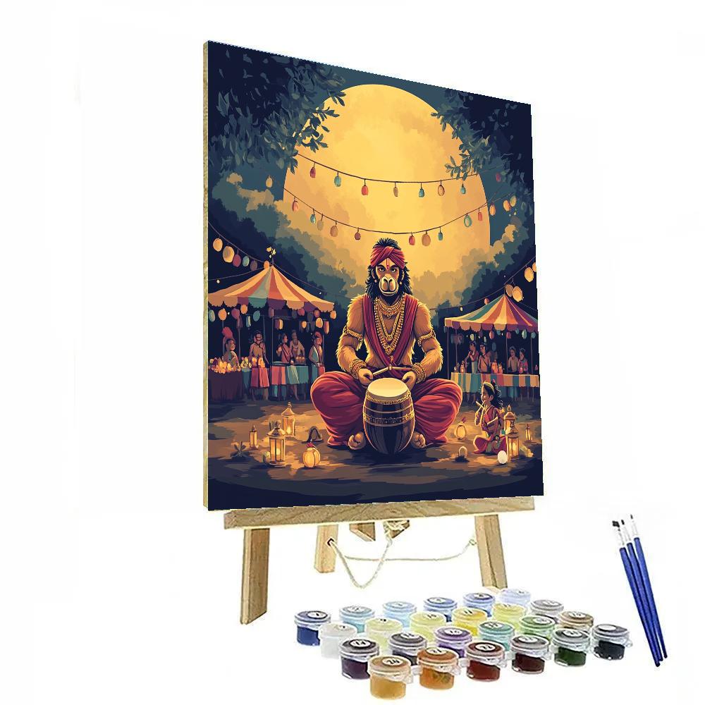 Hanuman Drum Circle At The Moon Fair painting number kit