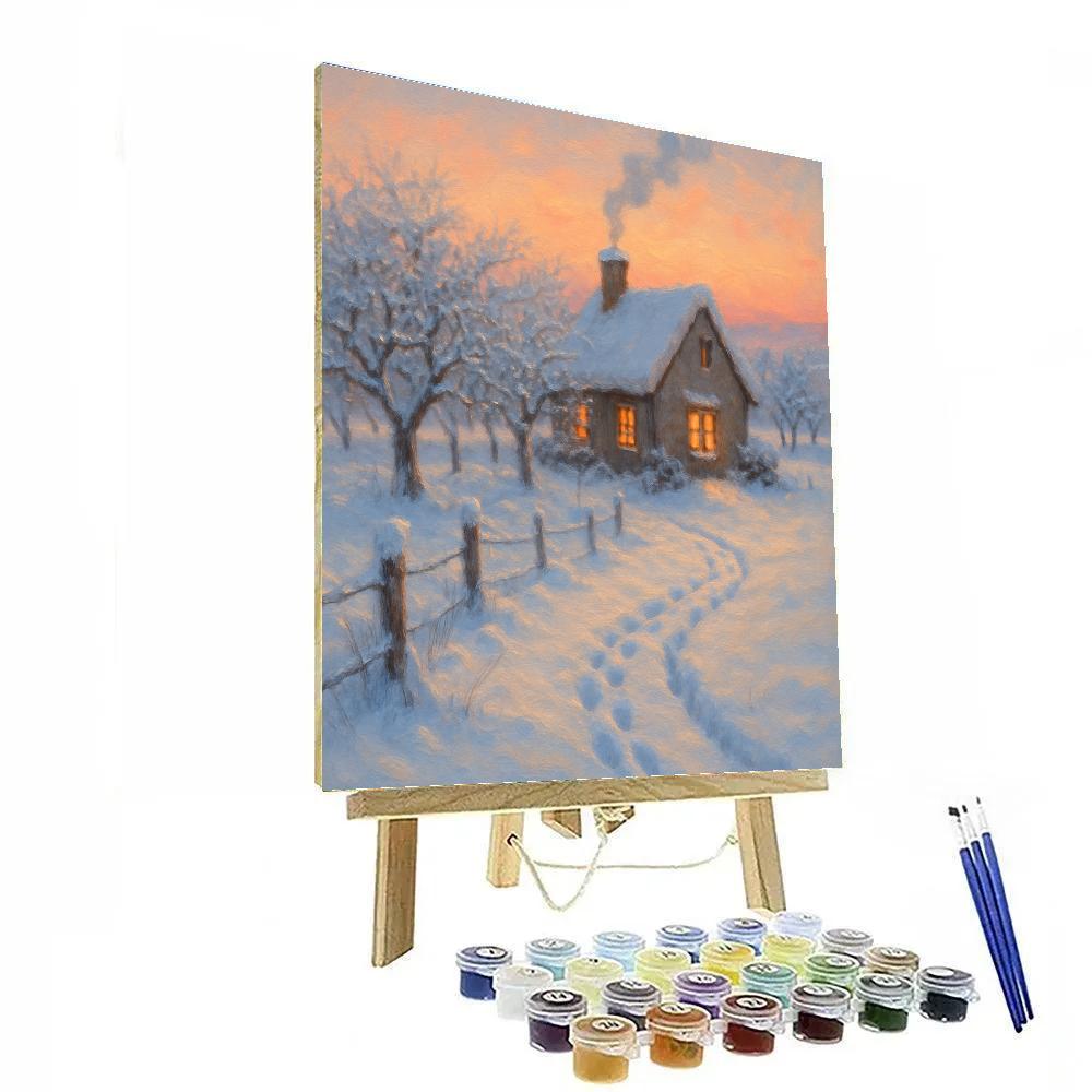 Sunrise Smoke Above The Orchard Cottage paint by number