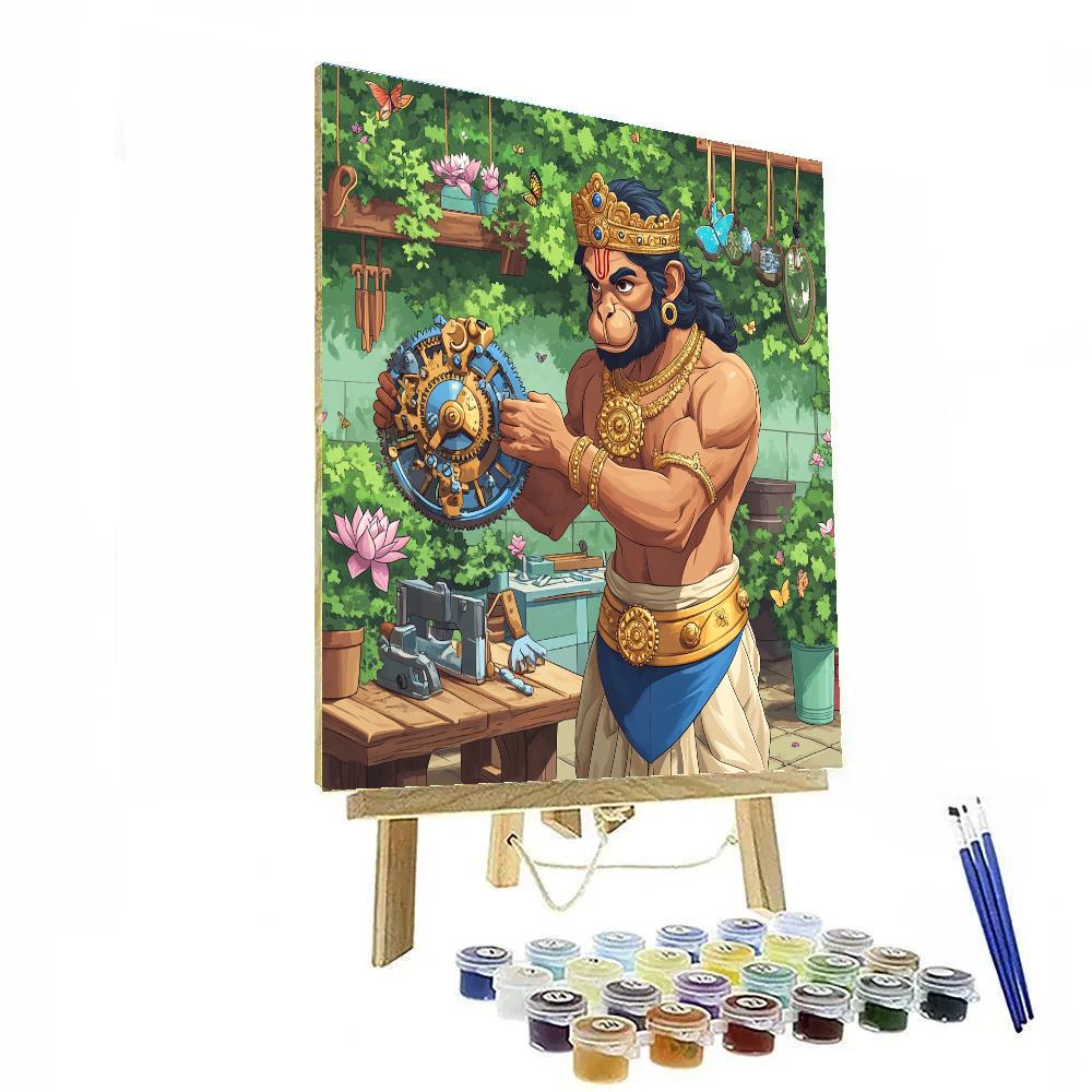 Garden Workshop, Hanuman With Clockwork Mace Number painting