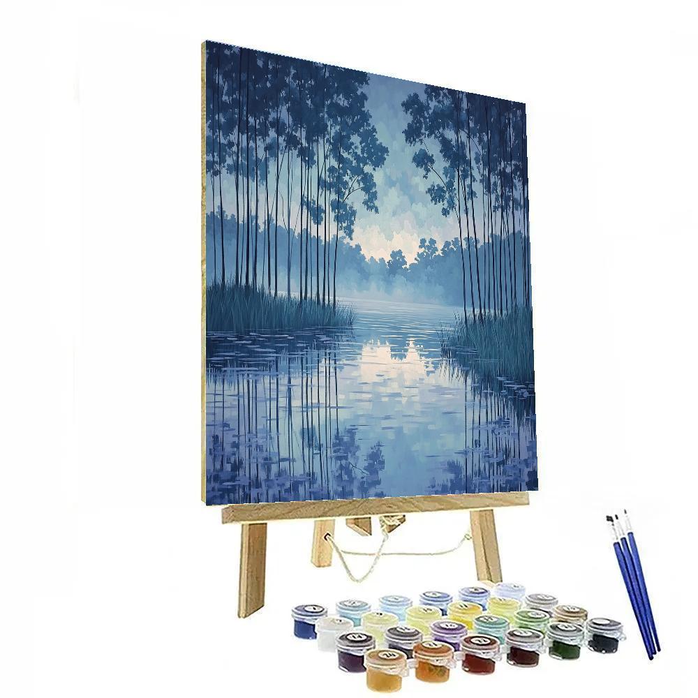 Claude Monet Inspired Whispering Poplars In Opaline River Fog Painting by numbers kit