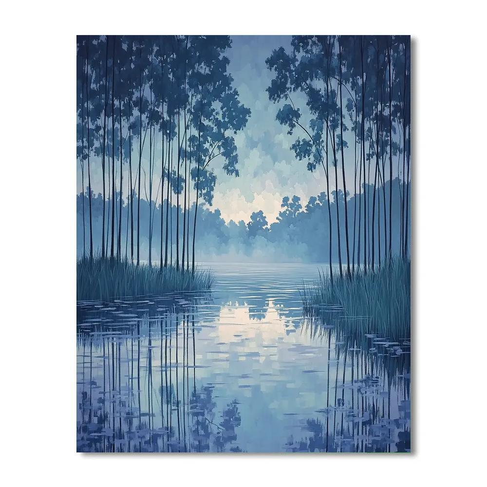 Claude Monet Inspired Whispering Poplars In Opaline River Fog Painting by numbers kit