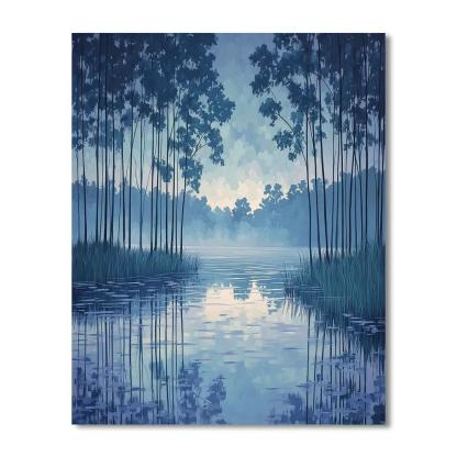 Claude Monet Inspired Whispering Poplars In Opaline River Fog Painting by numbers kit