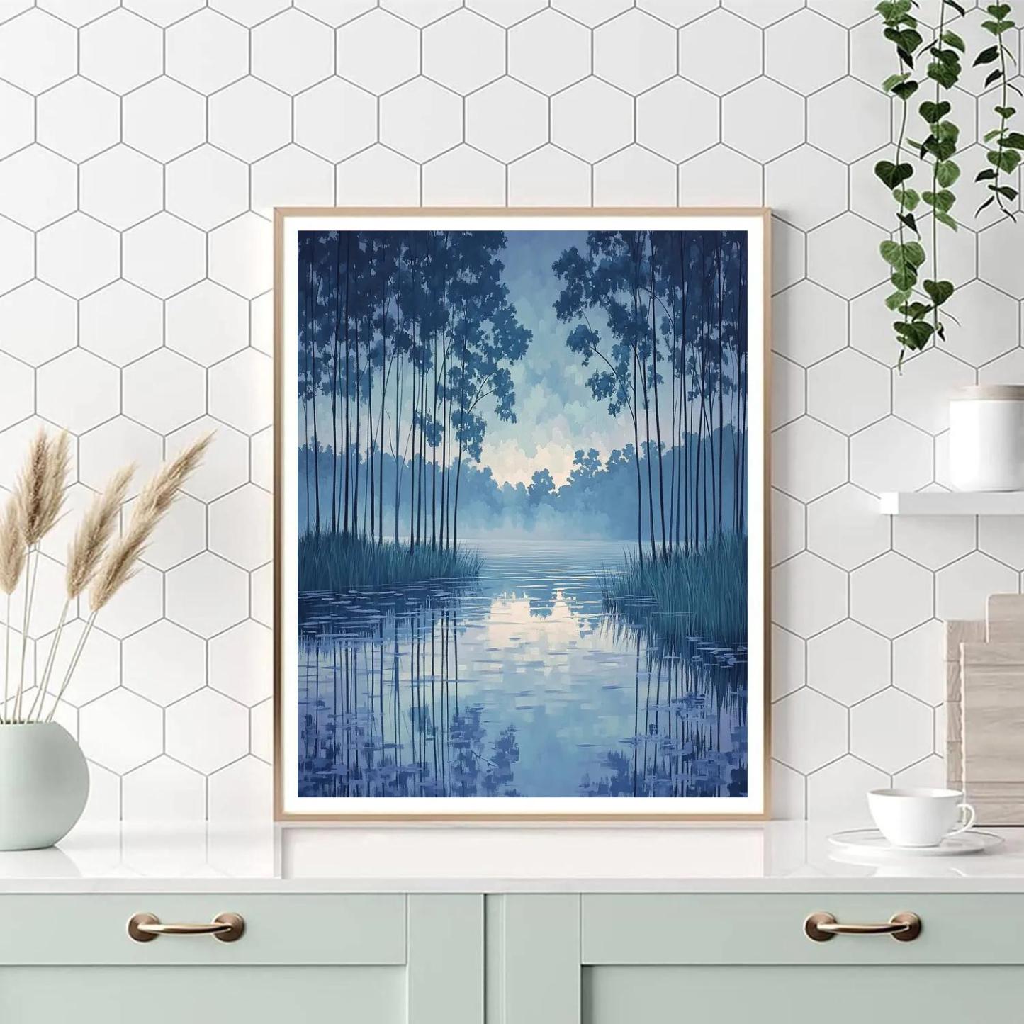 Claude Monet Inspired Whispering Poplars In Opaline River Fog Painting by numbers kit