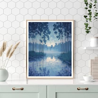 Claude Monet Inspired Whispering Poplars In Opaline River Fog Painting by numbers kit