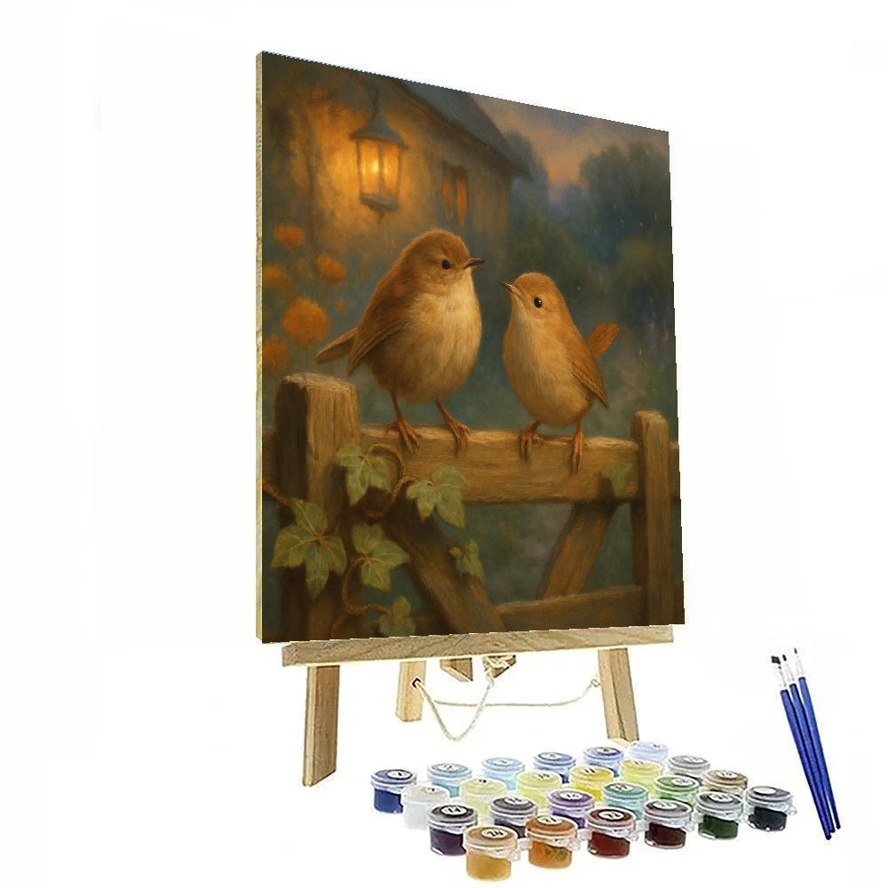 Lantern Light Wrens By The Garden Gate painting number kit