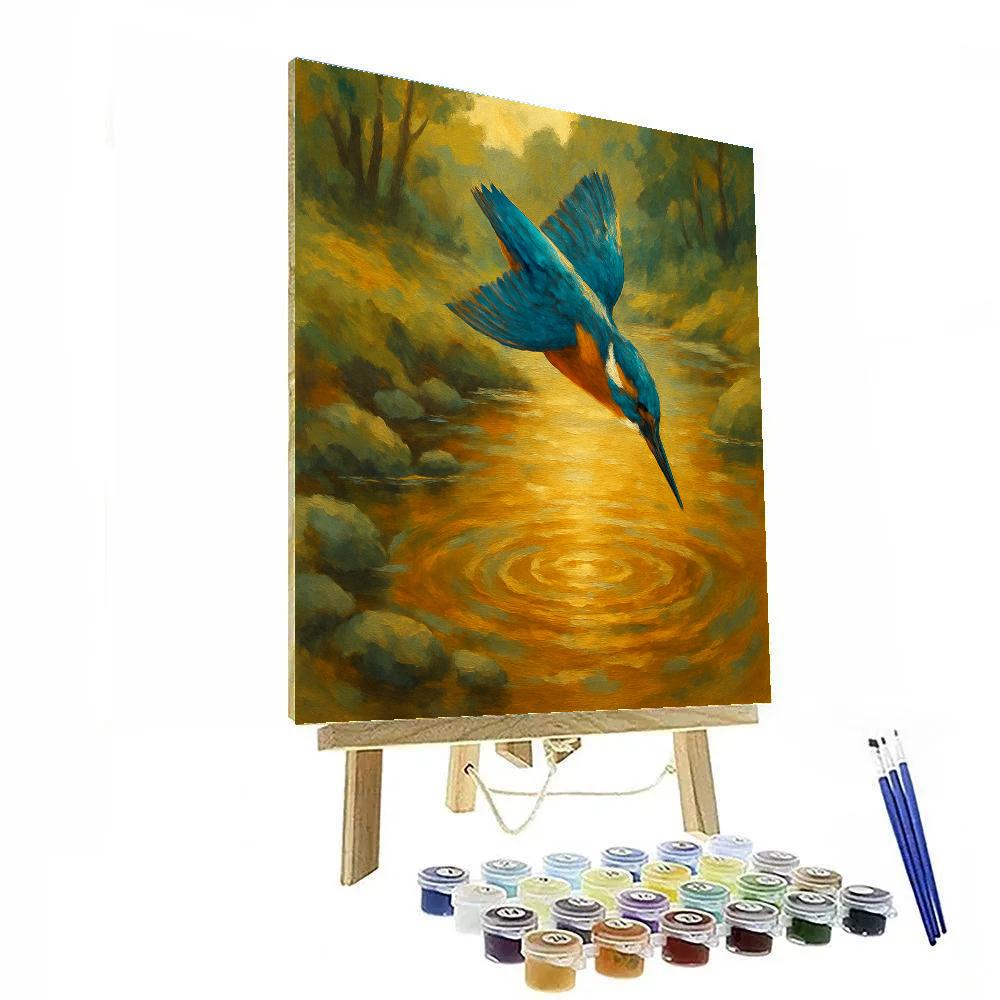 Kingfisher Spark Over Amber Creek paint by color