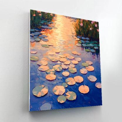 Claude Monet Inspired Waterlilies Under A Rose Gold Afterglow Number painting
